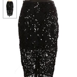 Sequenced black lace Express sz 6 pencil skirt